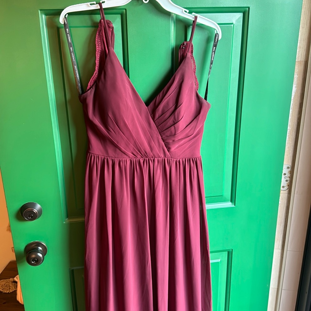 Gently used burgundy floor length dress